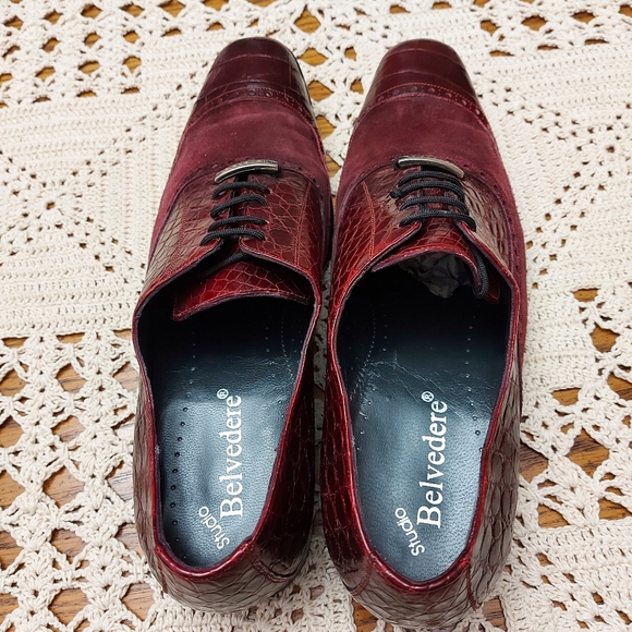 Studio Belvedere crocodile pointy toe dress oxford shoes - Picture 6 of 9